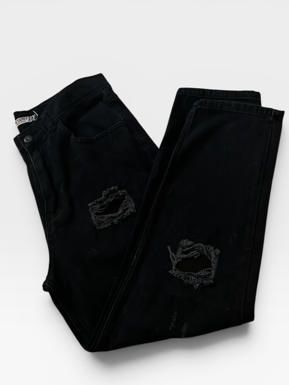 I‎ ❤️ Nano black cropped slim ripped high rise jeans Sz 14 (44)